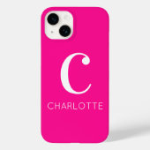 Hot Pink Modern Monogram Case-Mate iPhone Hülle (Rückseite)