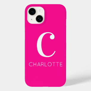 Hot Pink Modern Monogram Case-Mate iPhone 14 Hülle