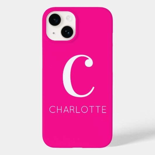 Hot Pink Modern Monogram Case-Mate iPhone Hülle (Rückseite)