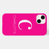 Hot Pink Modern Monogram Case-Mate iPhone Hülle (Rückseite (Horizontal))