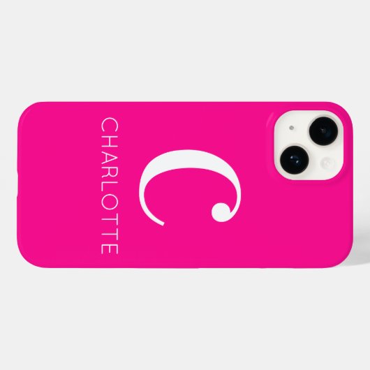 Hot Pink Modern Monogram Case-Mate iPhone Hülle (Rückseite (Horizontal))