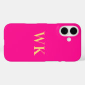 Hot Pink Modern Monogram Initials Case-Mate iPhone Hülle (Rückseite (Horizontal))
