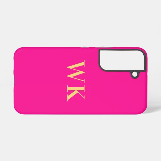 Hot Pink Modern Monogram Initials Samsung Galaxy Hülle (Rückseite (Horizontal))