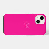 Hot Pink Modern Monogram iPhone Hülle (Rückseite (Horizontal))