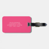 Hot Pink Modern Monogram Simple Initial Luggage Gepäckanhänger (Rückseite horizontal)