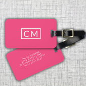 Hot Pink Modern Monogram Simple Initial Luggage Gepäckanhänger