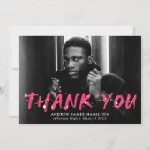 Hot Pink Modern Paint Spritzer Foto Abschluss Dankeskarte (Vorderseite)