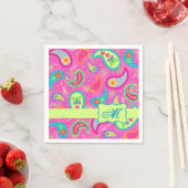 Hot Pink Modern Paisley Monogram Serviette (Beispiel)
