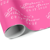 Hot Pink Modern Pattern Bridge Brautparty Geschenkpapier (Rolleneckpunkt)