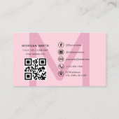 Hot Pink Modern QR Code Script Name Girl Monogram Visitenkarte (Rückseite)