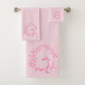 Hot Pink Modern Script Girl Monogram Name Badhandtuch Set (Insitu)