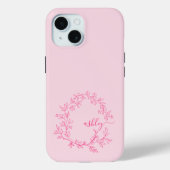 Hot Pink Modern Script Girl Monogram Name Case-Mate iPhone Hülle (Rückseite)