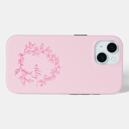 Hot Pink Modern Script Girl Monogram Name Case-Mate iPhone Hülle (Rückseite (Horizontal))