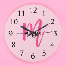 Hot Pink Modern Script Girl Monogram Name