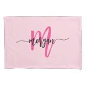 Hot Pink Modern Script Girl Monogram Name Kissenbezug (Vorderseite)