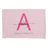 Hot Pink Modern Script Girl Monogram Name