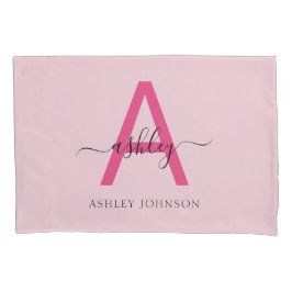 Hot Pink Modern Script Girl Monogram Name Kissenbezug