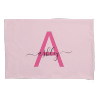 Hot Pink Modern Script Girl Monogram Name