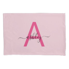 Hot Pink Modern Script Girl Monogram Name Kissenbezug