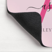 Hot Pink Modern Script Girl Monogram Name Mousepad (Ecke)