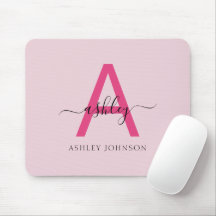 Hot Pink Modern Script Girl Monogram Name
