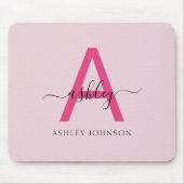 Hot Pink Modern Script Girl Monogram Name Mousepad (Vorne)