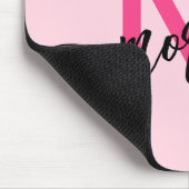 Hot Pink Modern Script Girl Monogram Name Mousepad (Ecke)