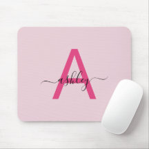 Hot Pink Modern Script Girl Monogram Name