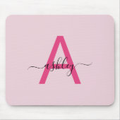 Hot Pink Modern Script Girl Monogram Name Mousepad (Vorne)