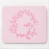 Hot Pink Modern Script Girl Monogram Name Mousepad (Vorne)