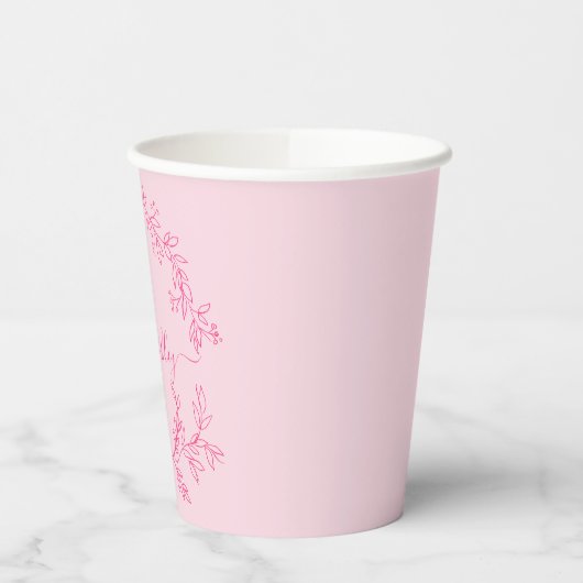 Hot Pink Modern Script Girl Monogram Name Pappbecher (Links)