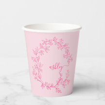 Hot Pink Modern Script Girl Monogram Name