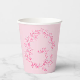 Hot Pink Modern Script Girl Monogram Name Pappbecher