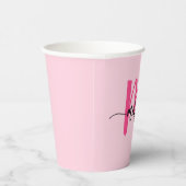 Hot Pink Modern Script Girl Monogram Name Pappbecher (Rechts)