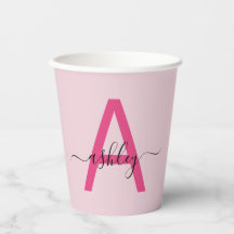 Hot Pink Modern Script Girl Monogram Name