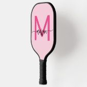 Hot Pink Modern Script Girl Monogram Name Pickleball Schläger (Links)