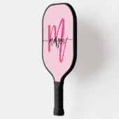 Hot Pink Modern Script Girl Monogram Name Pickleball Schläger (Links)
