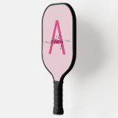 Hot Pink Modern Script Girl Monogram Name Pickleball Schläger (Links)