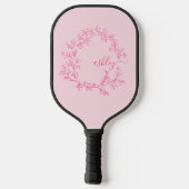 Hot Pink Modern Script Girl Monogram Name Pickleball Schläger (Rückseite)