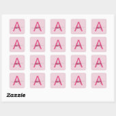 Hot Pink Modern Script Girl Monogram Name Quadratischer Aufkleber (Blatt)