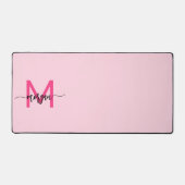 Hot Pink Modern Script Girl Monogram Name Schreibtischunterlage (Vorderseite)