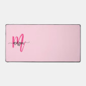 Hot Pink Modern Script Girl Monogram Name Schreibtischunterlage (Vorderseite)