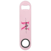 Hot Pink Modern Script Girl Monogram Name Speed Flaschenöffner (Vorderseite)