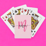 Hot Pink Modern Script Girl Monogram Name Spielkarten<br><div class="desc">Erhöhen Sie Ihre Spielabende mit unseren Hot Pink Modern Script Girly Monogram Name Poker Cards! Mit einem kühnen rosa Design und personalisiert mit Ihrem Namen in einem modernen, stilvollen Drehbuch, fügen diese Karten Ihren Poker-Spielen eine schicke, persönliche Touch hinzu. Aus hochwertigen, langlebigen Materialien gefertigt, garantieren sie eine reibungslose Handelserfahrung und...</div>