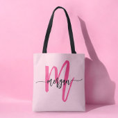 Hot Pink Modern Script Girl Monogram Name Tasche