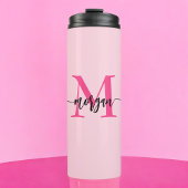 Hot Pink Modern Script Girl Monogram Name Thermosbecher