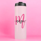 Hot Pink Modern Script Girl Monogram Name Thermosbecher