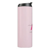 Hot Pink Modern Script Girl Monogram Name Thermosbecher (Nach links gedreht)