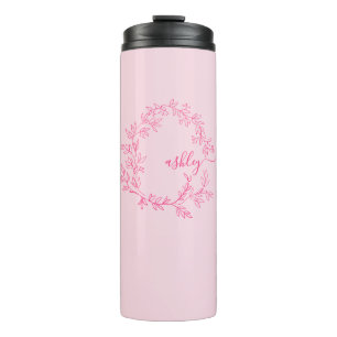 Hot Pink Modern Script Girl Monogram Name Thermosbecher