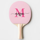 Hot Pink Modern Script Girl Monogram Name Tischtennis Schläger (Vorderseite)